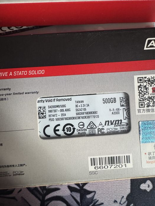 SSD Kingston M2 A2000, 500Gb