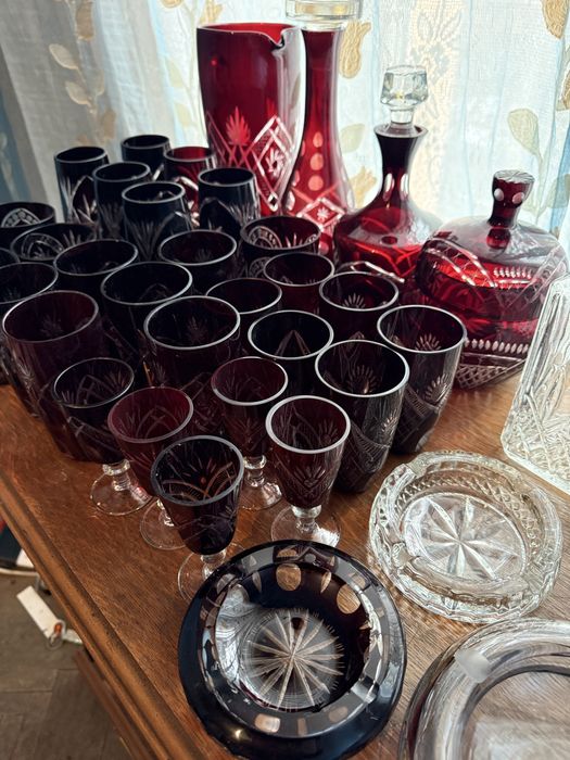 Set pahare rubin si cristal