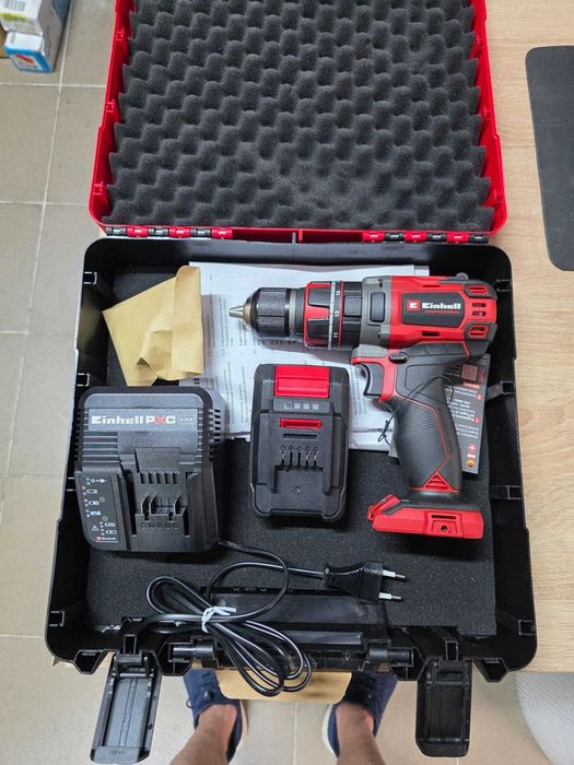 Einhell TE-CD 18/50 Li BL PXC - Bormasina de gaurit si insurubat cu acumulator, incarcator si valiza plastic