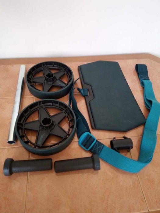Roată abdomene Ab Wheel Corength Decathlon cu chingă elastică și suport genunchi