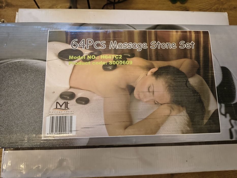 Set profesional masaj cu roci vulcanice – 64 pietre + oală încălzire