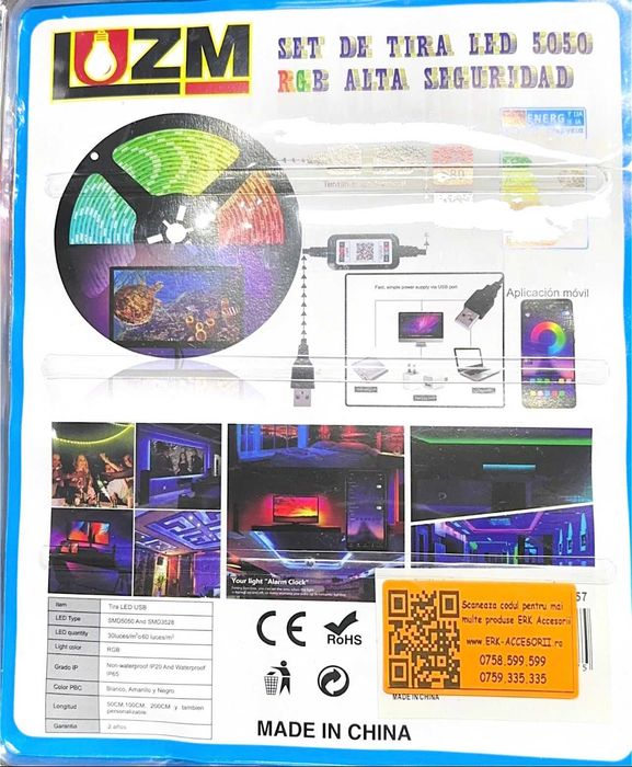 Banda led RGB Auto casa cu aplicatie pe telefon alimentare USB