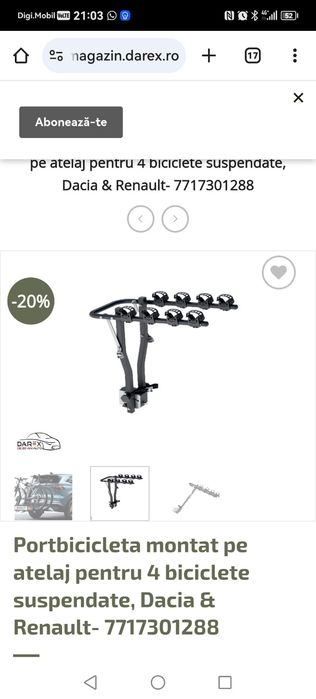 Suport 4 biciclete pe cârlig