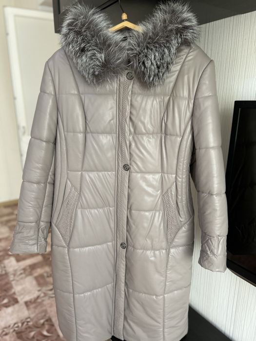 Пуховик кожанный