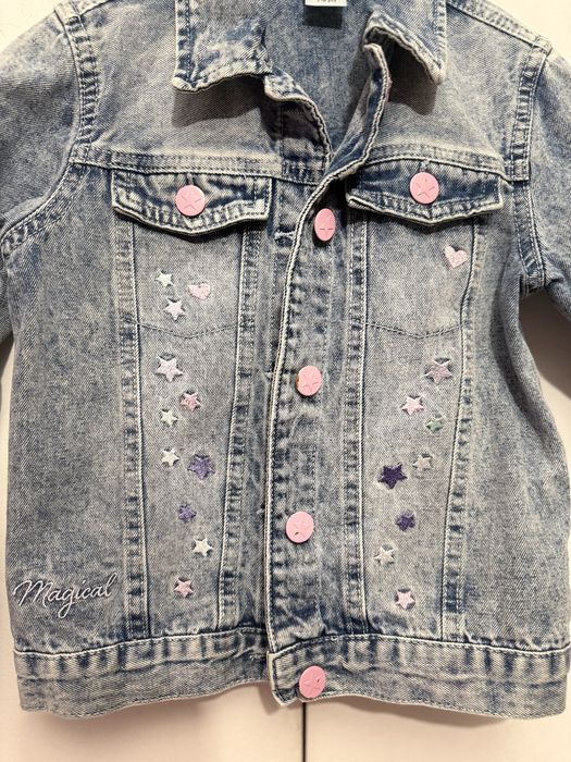 Geacă denim fete 128 cm (7-8 ani) Little Kids cu broderii stele