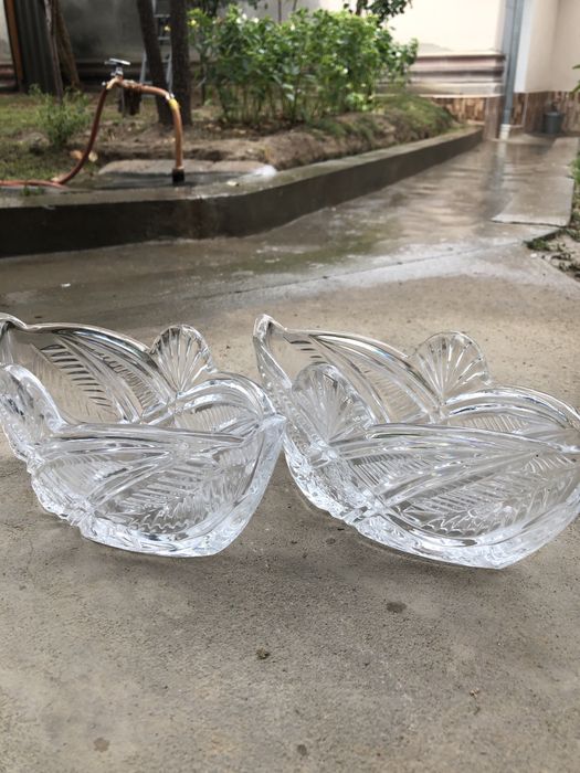 Хрустальные вазочки лодочки 2 вида