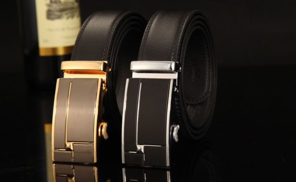 мъжки кожен елегантен колан колани с механизъм