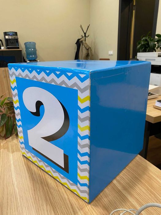 Кубик для фотосессии, цифра 2, голубой