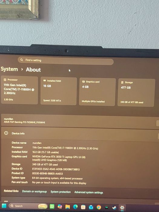 Vând laptop asus tuf f15-in stare impecabila