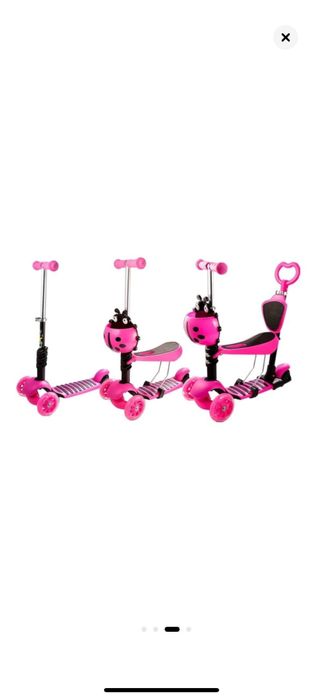 Детска тротинетка, 5 в 1, Калинка, розова