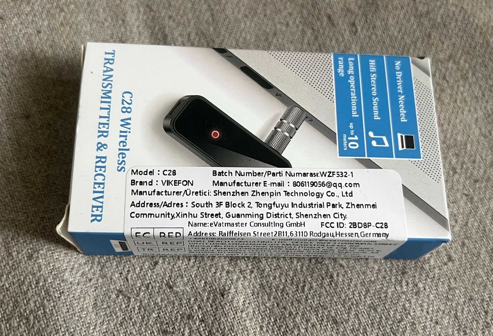 Transmițător și receptor audio wireless Bluetooth C28 nou sigilat