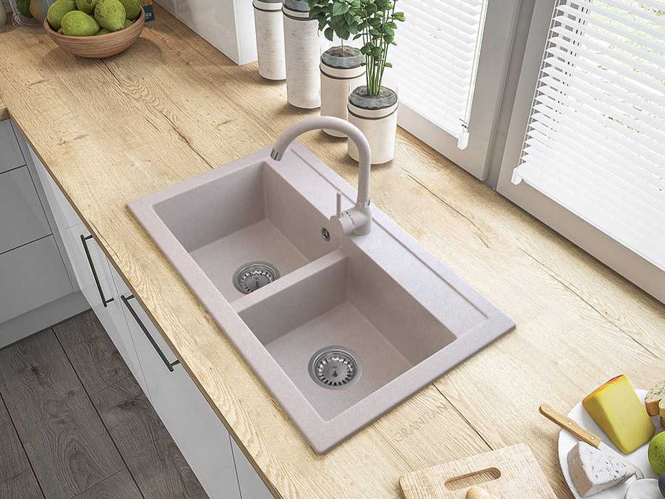 Мултифункционална гранитна мивка с 2 корита Granitan Duet 75см