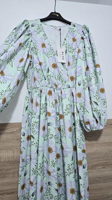 Rochie midi Na-kd cu maneci lungi bufante