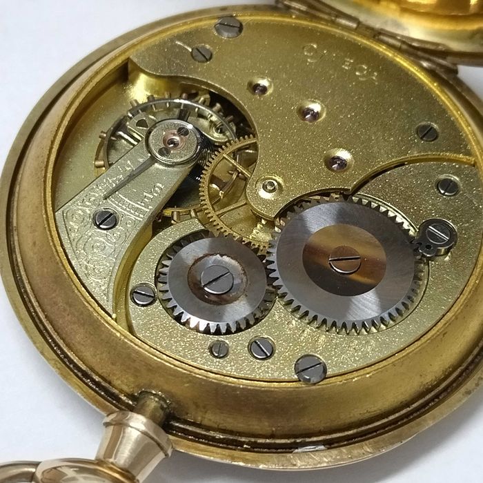 Ω OMEGA джобен, златен 14к, с кутия, идеален - колекционерски