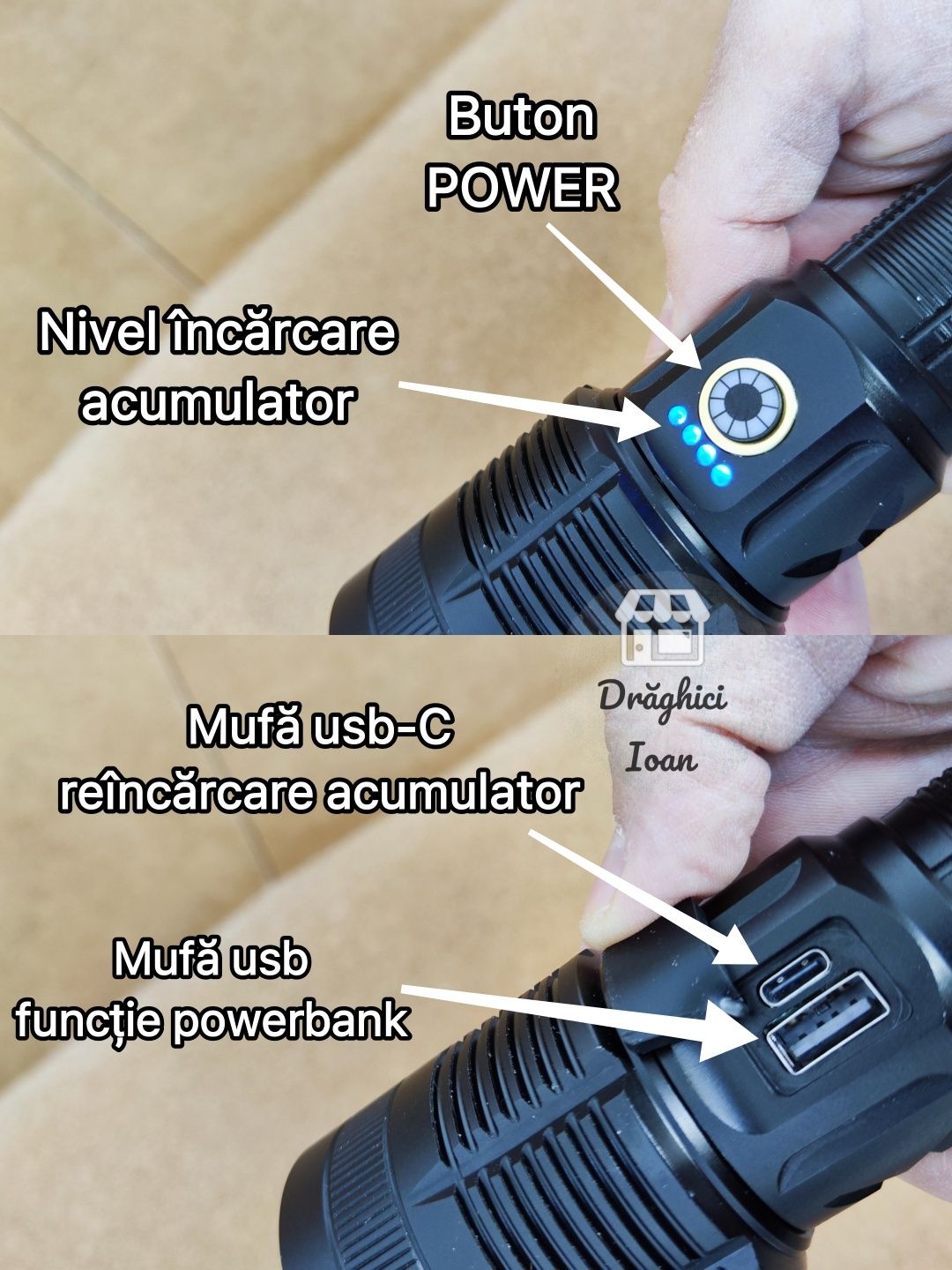 Lanterna LASER v2 - led PM20 ULS tip LASER pt. distanta