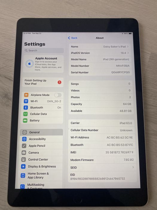 Ipad generti 9, Wi-fi+Gsm, 64Gb