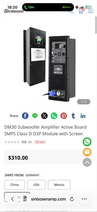 Sinbosen DM30 amplificator DSP subwoofer PA stereo mono EQ 3000W