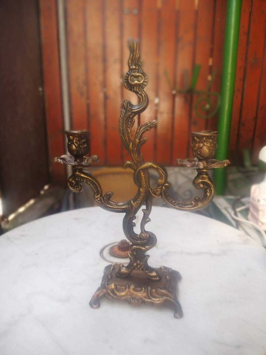 Sfesnic 3 brațe din bronz masiv stil Art Deco