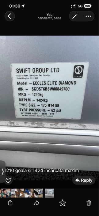 Vand/schimb Rulota swift diamond 2008