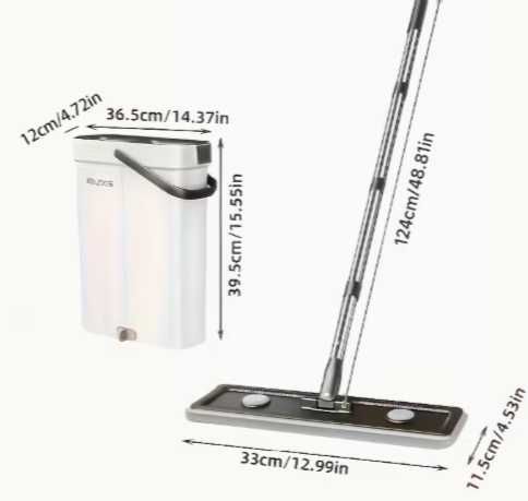 Комплект Нов, за почистване на дома,с моп и кофа-сухо и мокро,тънък