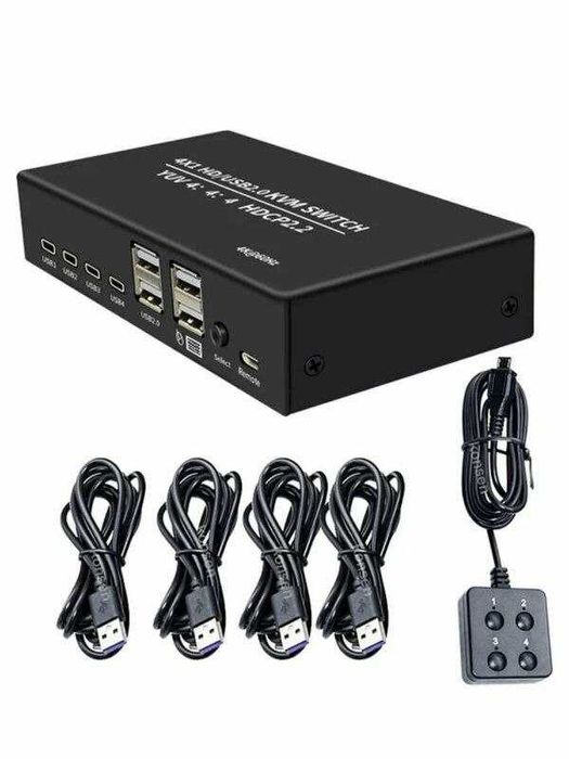 USB HDMI KVM Switch свитч переключатель  4-1 свитчер  выносной кнопкой