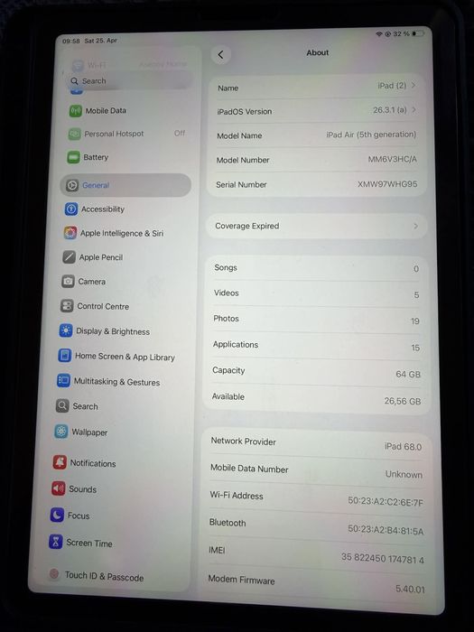 Ipad air 5 wifi+celluar 64GB