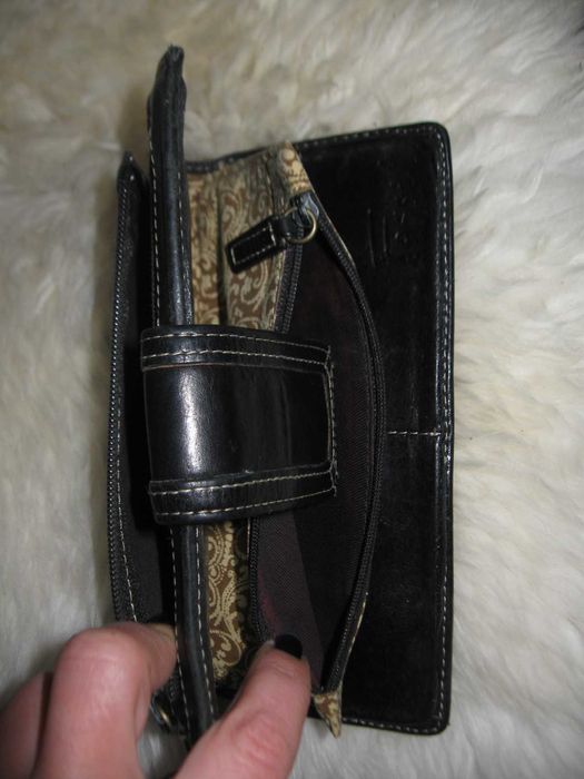 Fossil голям дамски кожен портфейл естествена кожа