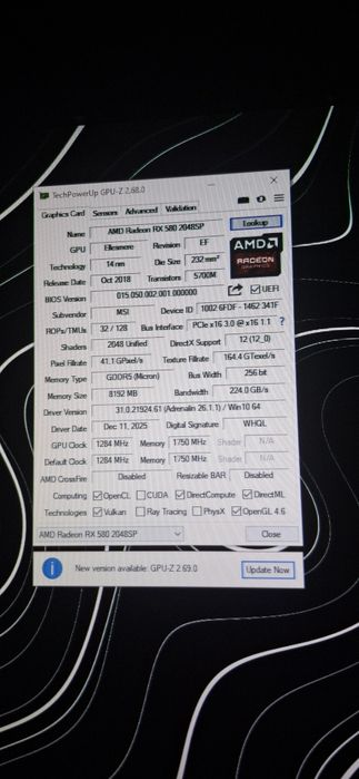 Продам видеокарту rx 580 8gb msi