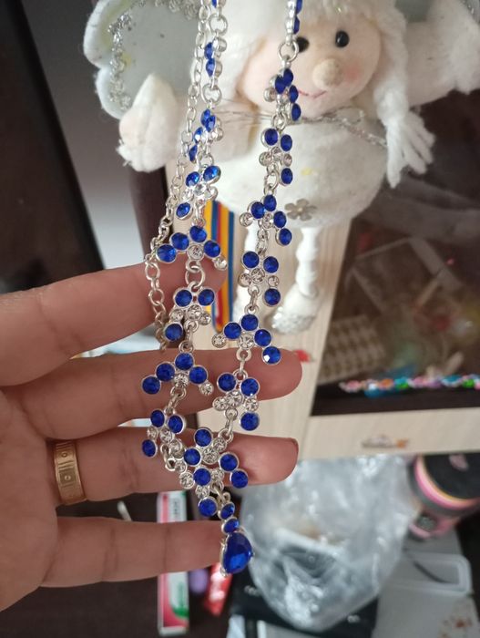 Rochie de nașa albastra cu sclipici