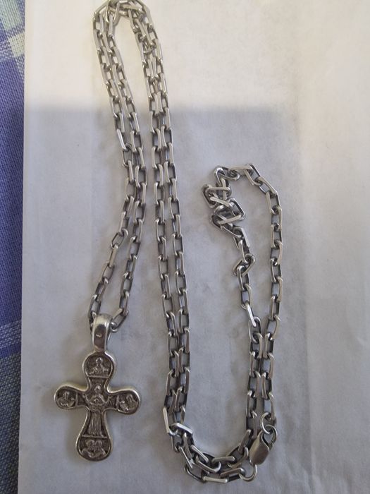 Кръст с ланец сребро