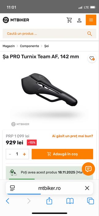 Sa bicicleta PRO Turnix Team 142mm (scaun bicicleta sosea gravel)