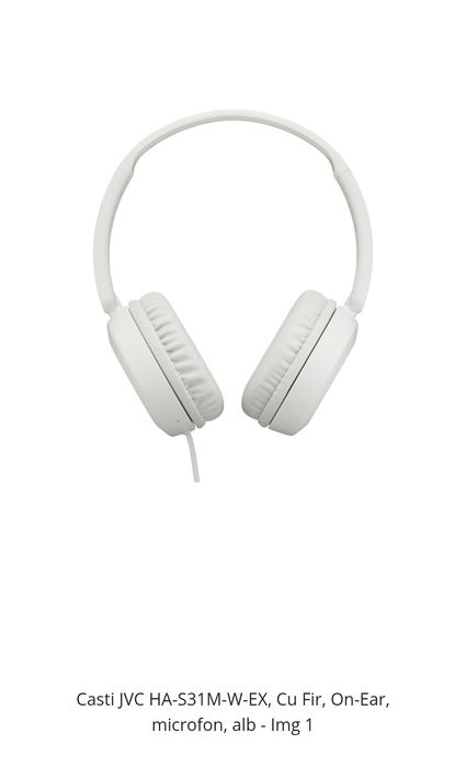 Căsti JVC HA-S31M-W-EX, Cu Fir, On-Ear, microfon, alb