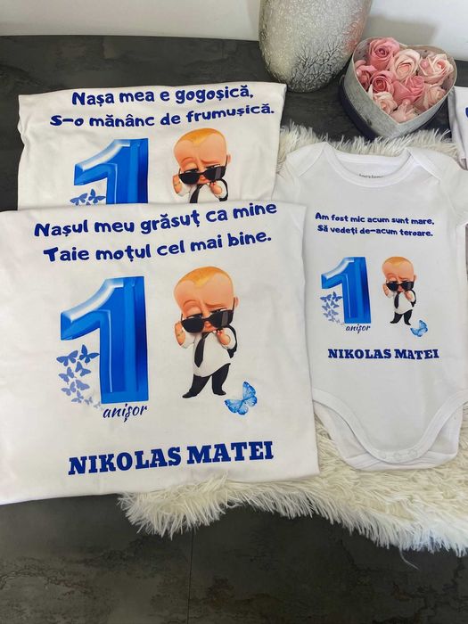 Set 4 tricouri personalizate si body pentru Taierea Motului