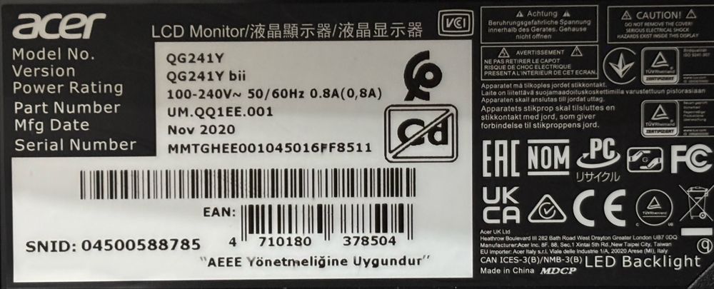 Монитор Acer Nitro QG241Y