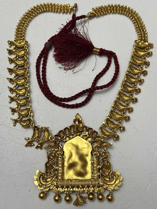 COLIER ARGINT 925 aurit + 76 Rubine - Traditional Indian - KAASUMALA !