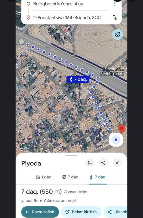 Uchastka yer 6 sotix Yangi Oʻzbekiston bogʻ yonida