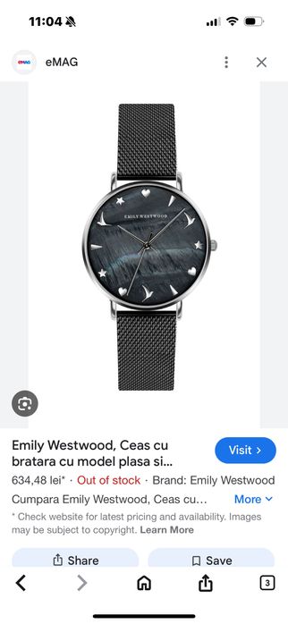 Ceas cu bratara cu model plasa si Mother of Pearl, Negru
