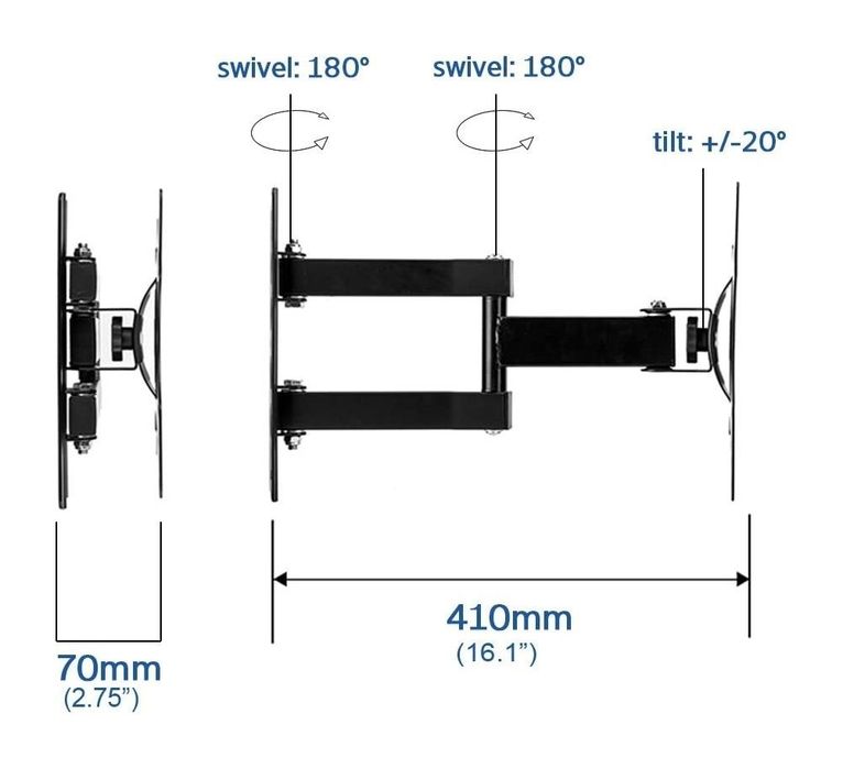 Поворотный угловой кронштейн 20×20 крепление оптом кранштейн для ТВ