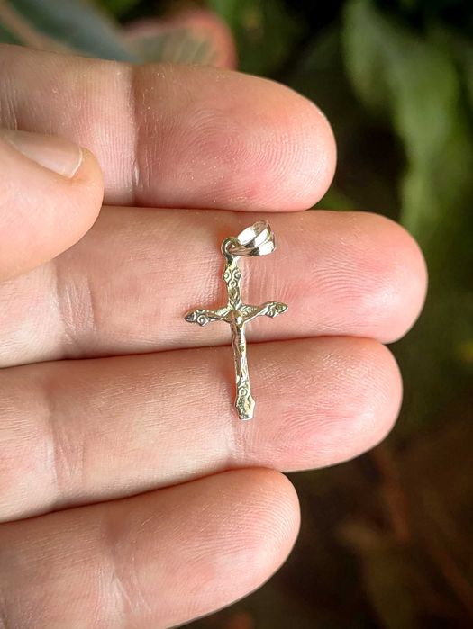 Златен Православен кръст, 14 карата плътно злато, подарък за кръщене