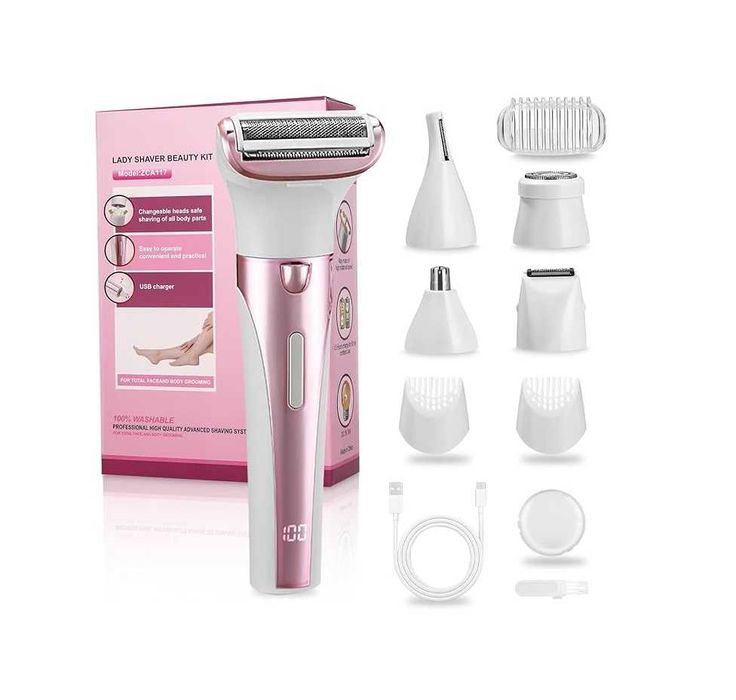 Дамска електрическа самобръсначка, 5-в-1 с USB розова Zofory ZCA117
