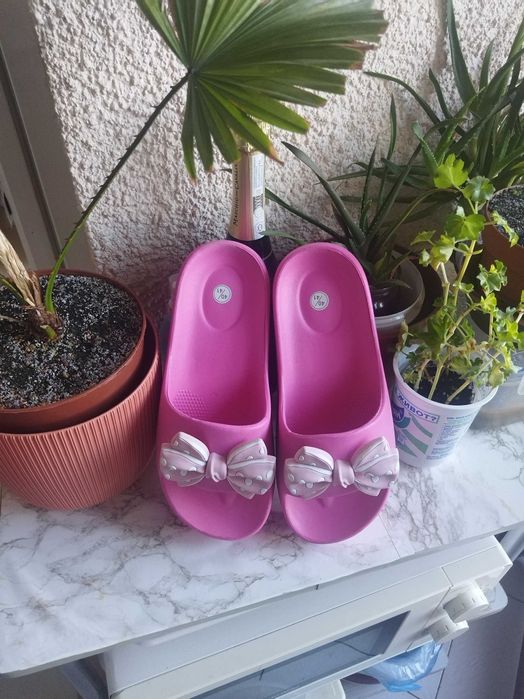 Цикламени чехли на платформа-40/41номер