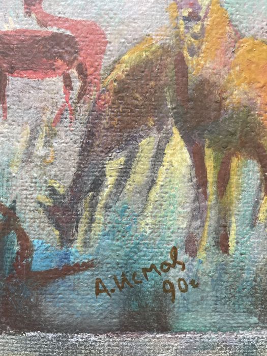 Картина масло картон Исмаилов