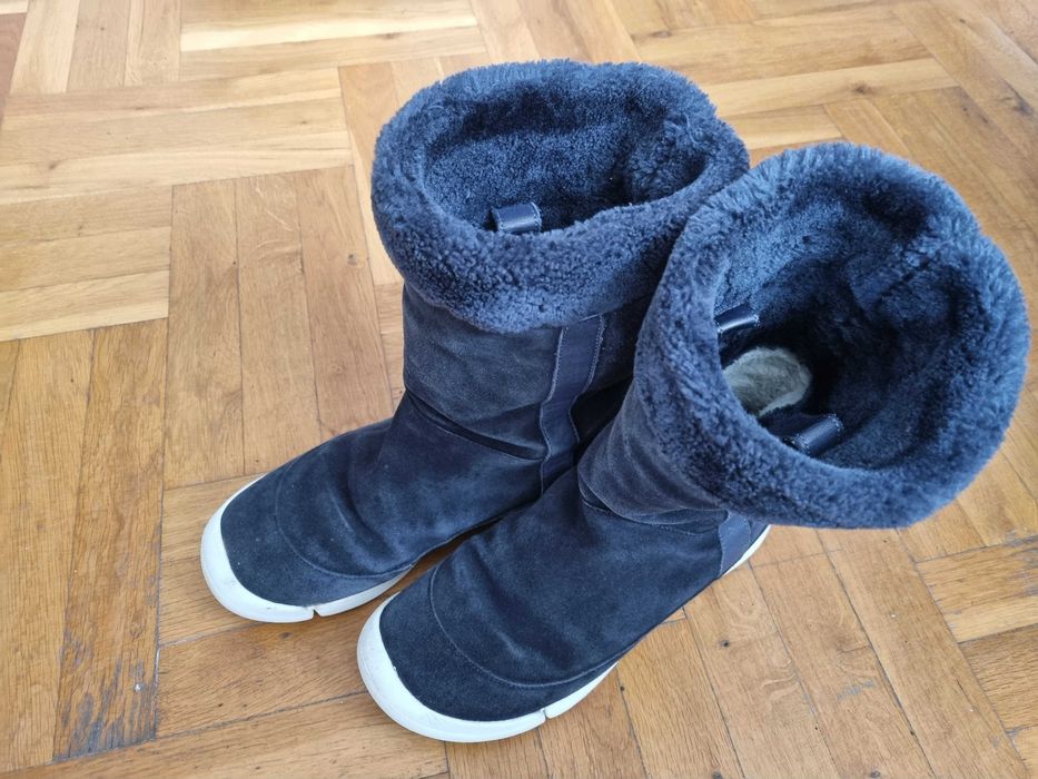 Дамски кожени ботуши Кларкс Clarks тъмносини