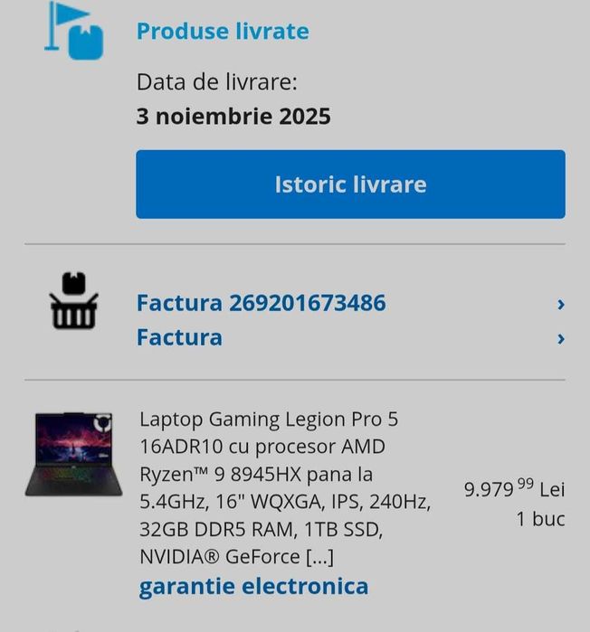 GARANTIE 2028! Laptop gaming 16" Lenovo Legion Pro 5 16ADR10