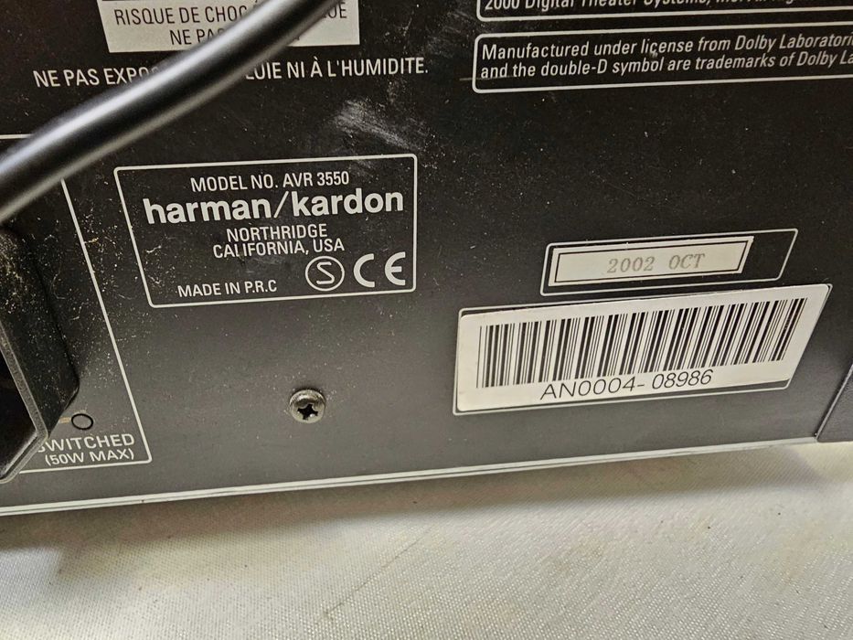 Harman Kardon AVR 3550 Dolby Digital DTS Optical Coaxial