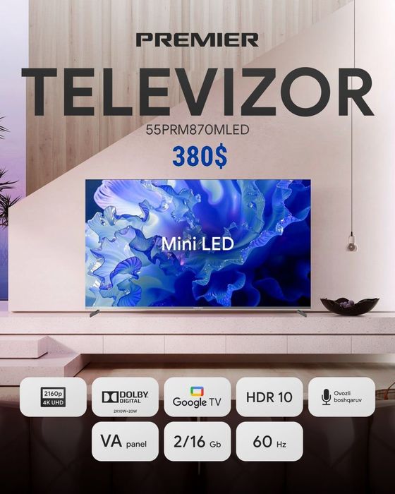 55 MINI LED смарт TV/tv/television/televizor/телевизор/55/