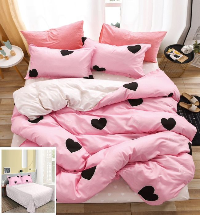 Lenjerie Pat Simbiod Sf102, Bumbac, 4 Piese, Fara Elastic, Roz