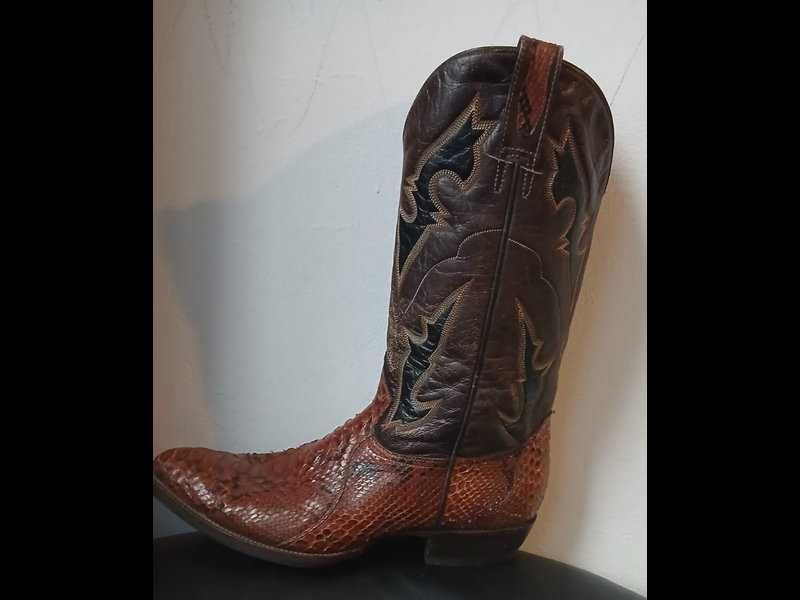 Cizme cowboy ciocate inalte din piele
