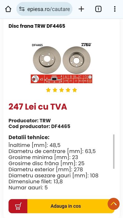 Discuri TRW Volvo/Ford