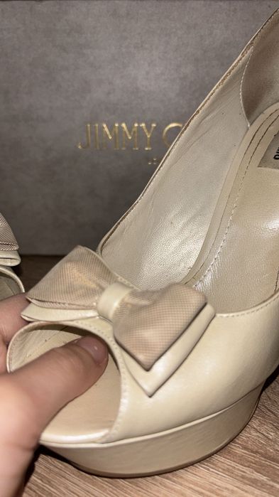 Pantofi cu toc alb crem / cu platforma